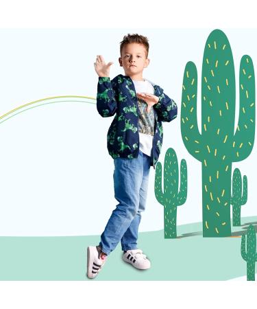 JinBei Toddler Kids Waterproof Dinosaur Jacket | Boys Windbreaker Coat | Hooded Zip Raincoat for Baby | Lightweight Sunscreen Outwear | 1-7 Years - Buy Online on SooperMarket.com