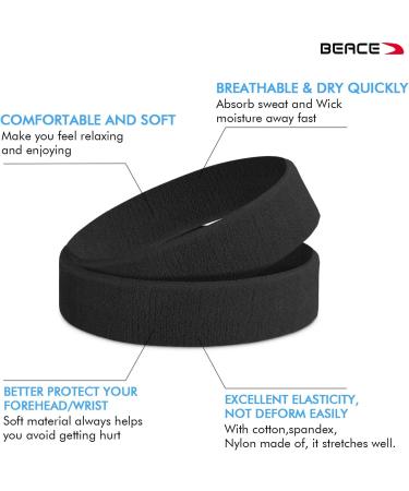BEACE Sweatbands - Moisture Wicking Headband for Tennis, Basketball, Running - Unisex Sports Sweatband in Black/White/Gray - Buy Online on SooperMarket.com