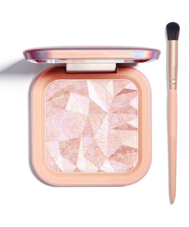 LSxia Highlighter Makeup Palette Shimmer Contour Palette Powder for Brighten Face Contour Gold Cheek Highlight Makeup  Long Lasting Highlighter Powder with Mirror for Illuminator Makeup (PINK GOLD) 04 Pink Gold