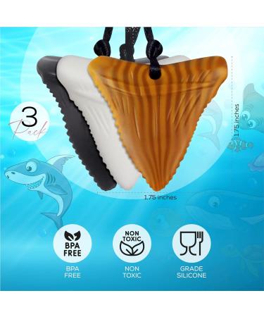 Mommy's Touch Shark Tooth Silicone Teething Necklaces - 3-Pack for Special Needs Kids - Black, White & Wood Design - Buy Online on SooperMarket.com