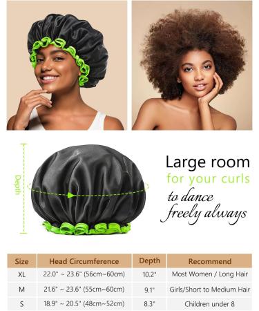Mikimini Black Small Shower Cap for Kids - Double Layer Waterproof Bathing Hair Cap with Reusable PEVA Lining - Cute & Stretchy Shower Hat - Buy Online on SooperMarket.com