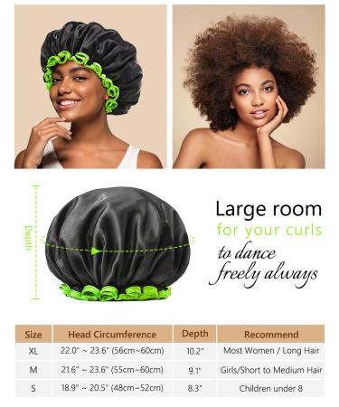 Mikimini Black Shower Hood for Women Men & Girls 2-Pack Reusable Waterproof Bathing Hood with Soft PEVA Lining Stretchy Medium Black & Green - Buy Online on SooperMarket.com
