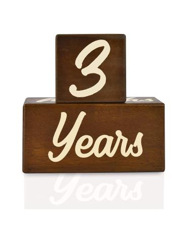 Solid Wood Baby Milestone Age Blocks - Gender Neutral Newborn Gifts & Keepsakes (3 Pcs, Brown) - Picture Props for Weekly, Monthly & Yearly Updates - Buy Online on SooperMarket.com