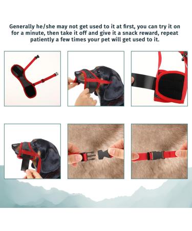 Shop Wllhyf Soft Nylon Dog Muzzle | Breathable & Comfortable Biting Chew Prevention | Adjustable Muzzle for Small Dogs (Red M) - Buy Online on SooperMarket.com