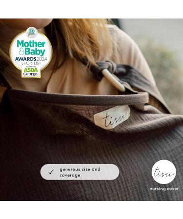 Organic Muslin Nursing Cover for Breastfeeding & Pumping | Multi-Use Breastfeeding Apron, Shawl, Car Seat & Stroller Cover | Breathable Cotton | Pastel Colors - Dark Brown by TISU - Buy Online on SooperMarket.com