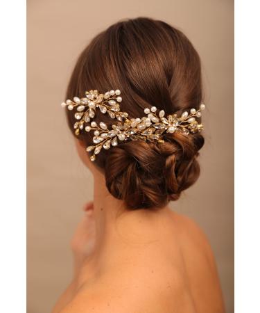 YERTTER 3pcs Wedding Gold Crystal Hair Pins Set Updo Rhinestone Crystal Rhinestone Hair Clip Bun Head Pieces for Bride Bridesmaid Flower Girl Wedding Prom Birthday Party