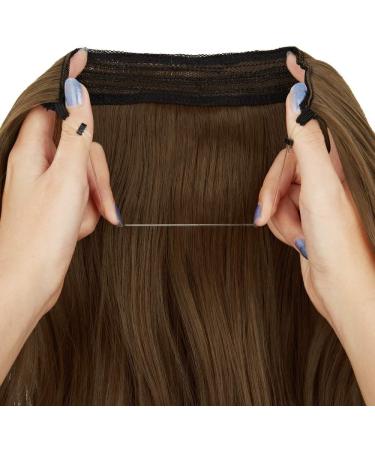 OMGREAT Ombre Halo Hair Extensions 18 Inch Wavy Curly Synthetic Hair - Light Chestnut Brown - Buy Online on SooperMarket.com
