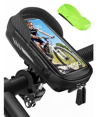 Lemego bike mobile phone holder waterproof motorcycle cell phone holder 360 rotatable mobile phone holder for 4.7-7 inch smartphone with rain hood handle
