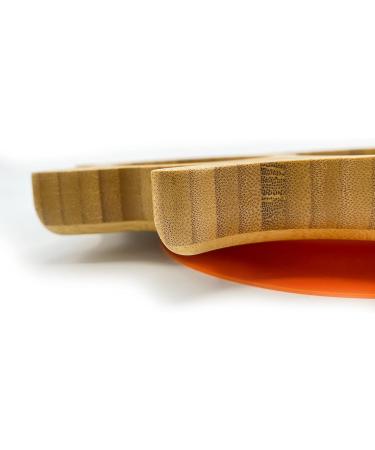 Eco-Friendly Bamboo Kitten Plate | Suction Cup Toddler Plate for Baby Led Weaning | Non-Toxic & Cool-to-Touch | Orange Cat Design - Buy Online on SooperMarket.com