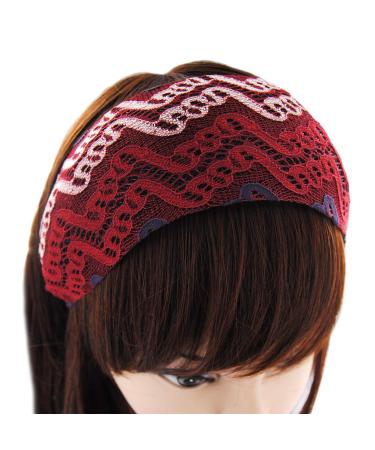axy Wide Headband 8cm Wide Hairband Hairband Headband Lady Look HRST3 (Red/White)