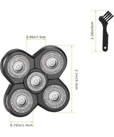 5 Men's Electric Shaver Replacement Heads - Razor Heads for Bald & Face Shaving | Beard Cutter with Brush Accessories - Buy Online on SooperMarket.com