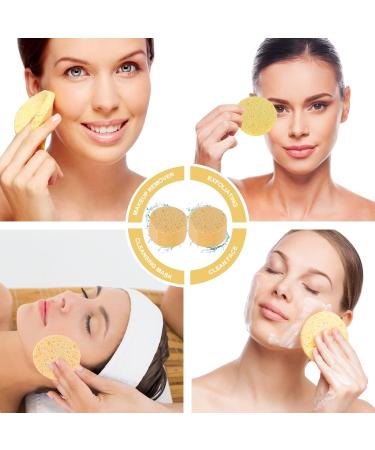20 Natural Cellulose Facial Sponges for Cleansing and Exfoliating - Round Yellow Sponge Set - Buy Online on SooperMarket.com