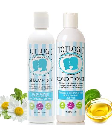 TotLogic Kids Shampoo & Conditioner Set - Sulfate and Paraben Free  Phthalate Free  Non-Toxic Plant Based Natural Formulas - Gentle & Hypoallergenic for Senstive Skin  Scented With Essential Oils Original