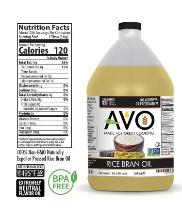AVO 100% Rice Bran Oil 1 Gallon - Non GMO, No Preservatives - Shop Now! - Buy Online on SooperMarket.com