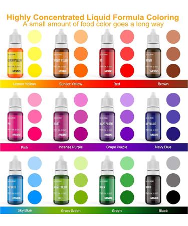 ValueTalks 12 Color x 10ml Food Grade Liquid Food Coloring for Baking and Decorating - Vegan-free and Flavorless Dye for Icing, Cake, Macaron, Fondant, and Slime - Buy Online on SooperMarket.com