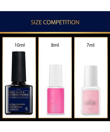 Valitic Nail Glue & Strengthener for Acrylic/Press On Nails - Quick Dry Brush On Gel, Long Lasting & Adhesive Bond for False Nails - Nail Strengthener for Tips - 0.33oz, 1 Pack - Buy Online on SooperMarket.com