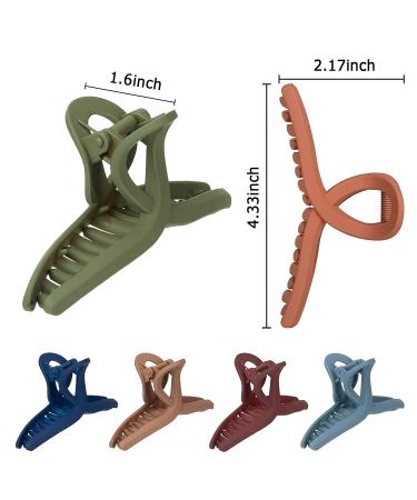 Whaline Matte Hair Claw Clips - 6 Color Strong Hold 4.3 Inch Butterfly Clamp for All Hair Types - Buy Online on SooperMarket.com