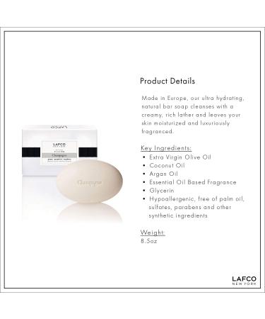 LAFCO NEW YORK Champagne Bar Soap - Ultra Hydrating with Ginger, Grapefruit & Raspberry Scents (4.5 oz) - Buy Online on SooperMarket.com
