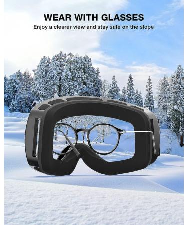 ZIONOR X10 Ski Snowboard Goggles - OTG Anti-fog UV Protection | VLT 17% Black Frame Black Lens - Buy Online on SooperMarket.com