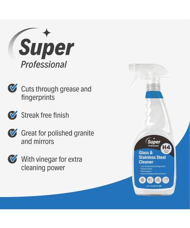 Super Professional Glass & Stainless Steel Cleaner 750ml x 6 H4 Streak Free Fresh Fragrance Green - Buy Online on SooperMarket.com