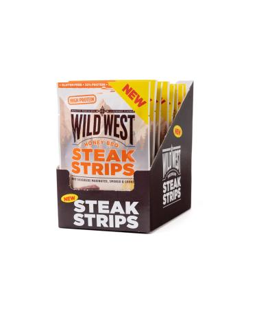 Wild West Steak Strips 16 x 25g Honey BBQ beef beef jery high protein dry meat protein snack honey bbq 25 g (16 Pack)