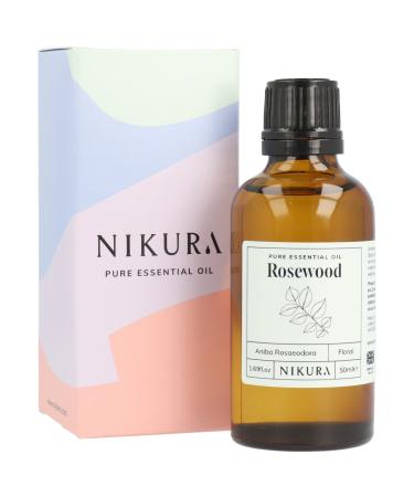 Nikura Rosewood Essential Oil - 50ml - 100% Pure | 100% Pure Natural Oils | Perfect for Clean Home Cleansing | Great for Self Care Skin Aromatherapy Diffusers | Vegan & UK Made