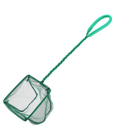 Pawfly 4 Inch Aquarium Net Fine Mesh Small Fish Catch Nets with Plastic Handle - Green 1 Pack