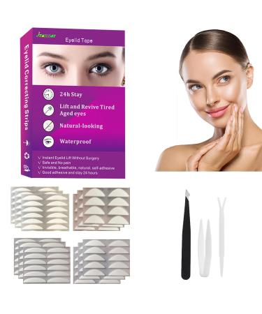 Jeanssar Natural Invisible Single Side Eyelid Tape Stickers(1100Pcs 4styles) Double Eyelid Tape for Hooded Eyes Invisible Instant Eye Lift Without Surgery Perfect for Uneven Mono-Eyelids