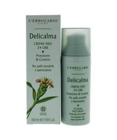 L'Erbolario Delicalma 24 Hours Face Cream - Comfort For Sensitive And Hyper-Reactive Skin - Reduces Reddening - Alleviates Irritation From Hyper-Reactivity - Helps Strengthen Skin's Defenses - 1.6 Oz