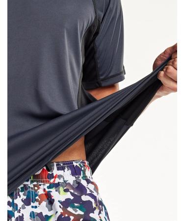 TSLA Swimwear Short Sleeve Top | UV Protection UPF 50+ Quick-Dry Rash Guard for Men | 1 Pack Charcoal & Black M - Buy Online on SooperMarket.com