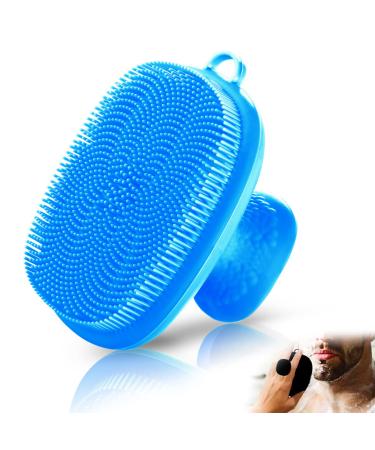 Silicone Face Scrubber Facial Cleansing Brush Silicone Face Wash Brush Manual Waterproof Cleansing Skin Care Face Brushes for Cleansing and Exfoliating (Blue)