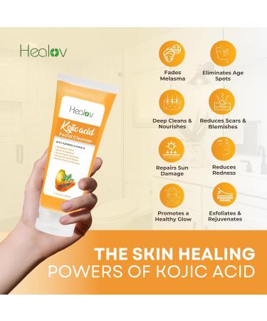 Kojic Acid Soap for Hyperpigmentation - Skin Brightening Papaya Wash - Dark Spot Remover for Acne Scars & Even Skin Tone - Turmeric Cleanser for Glowing Skin - Buy Online on SooperMarket.com