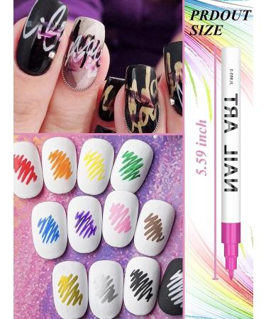 Gorvalin 12 Colors Nail Art Pens - 3D Nail Polish Graffiti Dotting Liner Pen Set for DIY Nail Design - Buy Online on SooperMarket.com