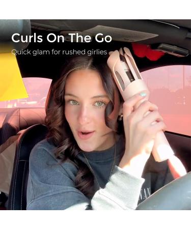 Cordless Automatic Curling Iron - TYMO CURLGO 1 Inch Rotating Wand | Anti-Scald Tangle-Free Portable Rechargeable Dual Voltage for 14 -22 Hair - Gold Blush - Buy Online on SooperMarket.com