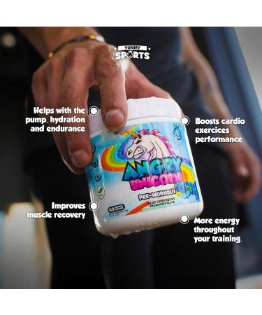 Yummy Sports Pre-Workout Powder for Women & Men - Dynamic Workout Supplements Powder for Clean Energy Boost Endurance and Focus - Preworkout Energy Drink Powder for Sports Gym Physical Training Mobility - 270G 60 servings - Blue Raspberry Flavor - Buy Online on SooperMarket.com