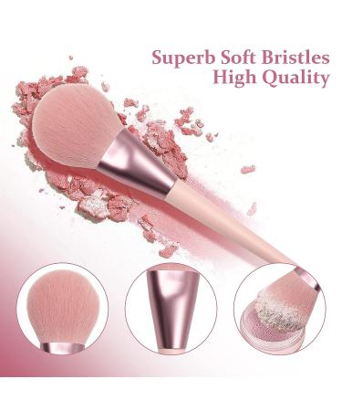 Premium Synthetic Pink Makeup Brush Set with Cleaning Mat - 12pcs Kabuki Powder, Blush, Foundation, Concealer, Eye Shadow Brushes | Makeup Tools - Buy Online on SooperMarket.com