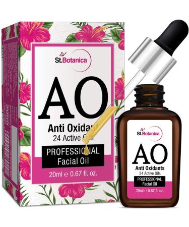 StBotanica Anti Oxidant (24 Active Oils) Professional Face Oil - 20ml - Facial Glow AntiAging with Retinol Argan Rosehip & Other Oils