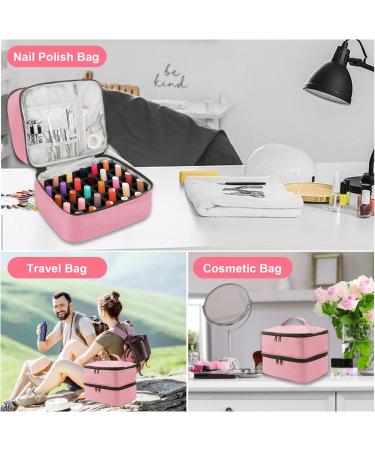 Movstriker Nail Polish Organiser Bag Double Layer Nail Varnish Storage Holds 30 Bottles and A Nail Lamp Traveling Nail Polish Storage Case Portable Nail Lipstick Beauty Tools Box(Pink) - Buy Online on SooperMarket.com