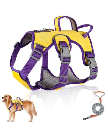 Multi-purpose dog harness with a leash set outbreak-proof anti-train dog harness anti-train crockery dog safety dishes dog harness Small dogs for small medium-sized dogs (yellow s) s yellow