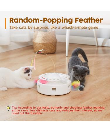 Potaroma 3-in-1 Smart Interactive Electronic Cat Toy - Fluttering Butterfly, Moving Feather, Catnip Balls - Dual Power Supplies - Indoor Exercise Kicker Toy - Bright White - Buy Online on SooperMarket.com