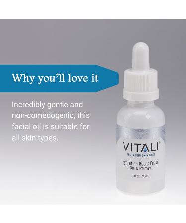 Vitali Hydration Boost Facial Oil & Primer | Age-Reducing Fast-Absorbing Oil for Sensitive Dry Skin - 1 fl. oz. | Shop Internationally - Buy Online on SooperMarket.com