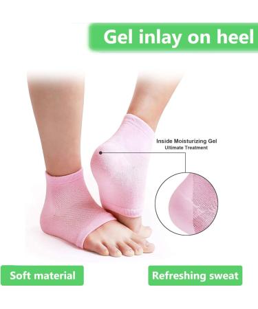 2 Pairs Moisturizing Gel Heel Socks Soft Ventilate Gel Heel Socks Open Toe Socks for Dry Hard Cracked Skin Moisturizing Day Night Care Skin (Black and Pink) 2p Black_pink - Buy Online on SooperMarket.com