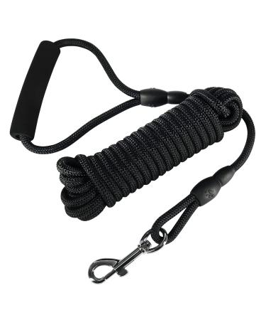 Vivifying Long Dog Lead 20FT Floating Long Line Dog Lead Long Dog Training Lead with Comfortable Handle for Outside Hiking Swimming Beach and Lake (Black) 6m Black