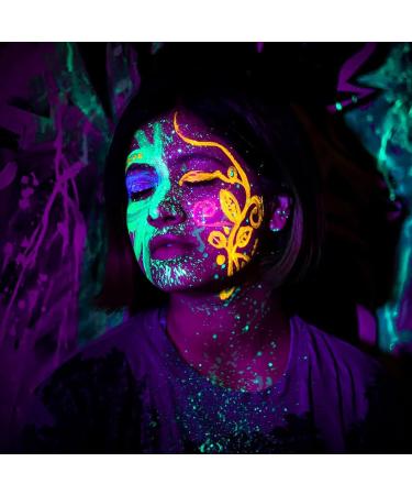 GLAHORSE UV Glow Blacklight Eyeliner - 12 Bright Colors, Water Activated, Body/Face Makeup for Halloween & Club Art with 3 Free Sticks - Buy Online on SooperMarket.com