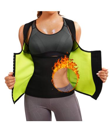 Chumian ladies sauna sweat effect training tank top interrust waist former corset neoprene slirt abdominal path shapewear fitness figure -forming body vest black m