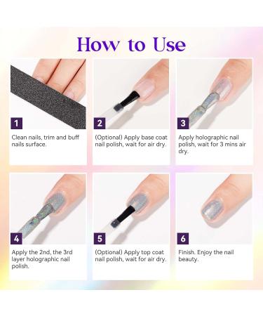 MIZHSE 15ML Quick Dry Holographic Nail Polish Shimmer Glitter Nail Polish Varnish Magic Colour Change Iridescent Nail Lacquer Long Lasting No Need Lamp Cure 001 LSZJY001 - Buy Online on SooperMarket.com