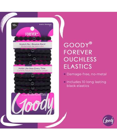 Goody Forever Ouchless Elastic Hair Tie - 10 Count Black - Medium to Thick Hair - Hair Accessories for Women and Girls - Buy Online on SooperMarket.com