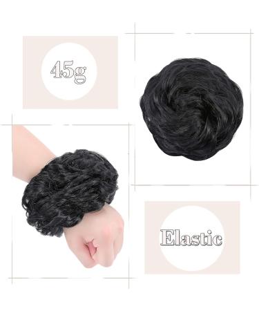 Jet Black Synthetic Hair Bun Extension - 45g Messy Updo Ponytail Scrunchie for Women - Buy Online on SooperMarket.com