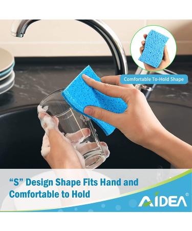 AIDEA-Brite Non-Scratch Scrub Sponge - 12 Count Pack for Dishes & Cleaning - Gentle on Surfaces, Tough on Grime - Blue Cleaning Sponges for Everyday Use - Buy Online on SooperMarket.com
