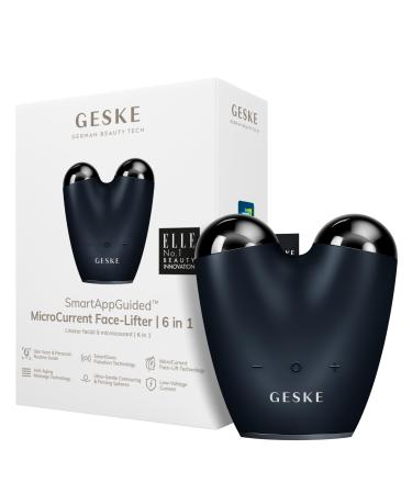 Geske |SmartAppGuided Microcurrent Face-Lifter |6 in 1 |Facial Lifting |Face & Jawline Trainer |Face lift |Anti -aging device |Microstrom against wrinkles |Double chin remover black